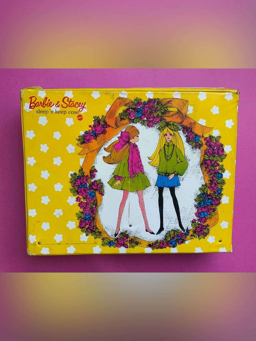 Vintage 1969 Barbie & Stacey Kids Yellow Sleep n Keep Case